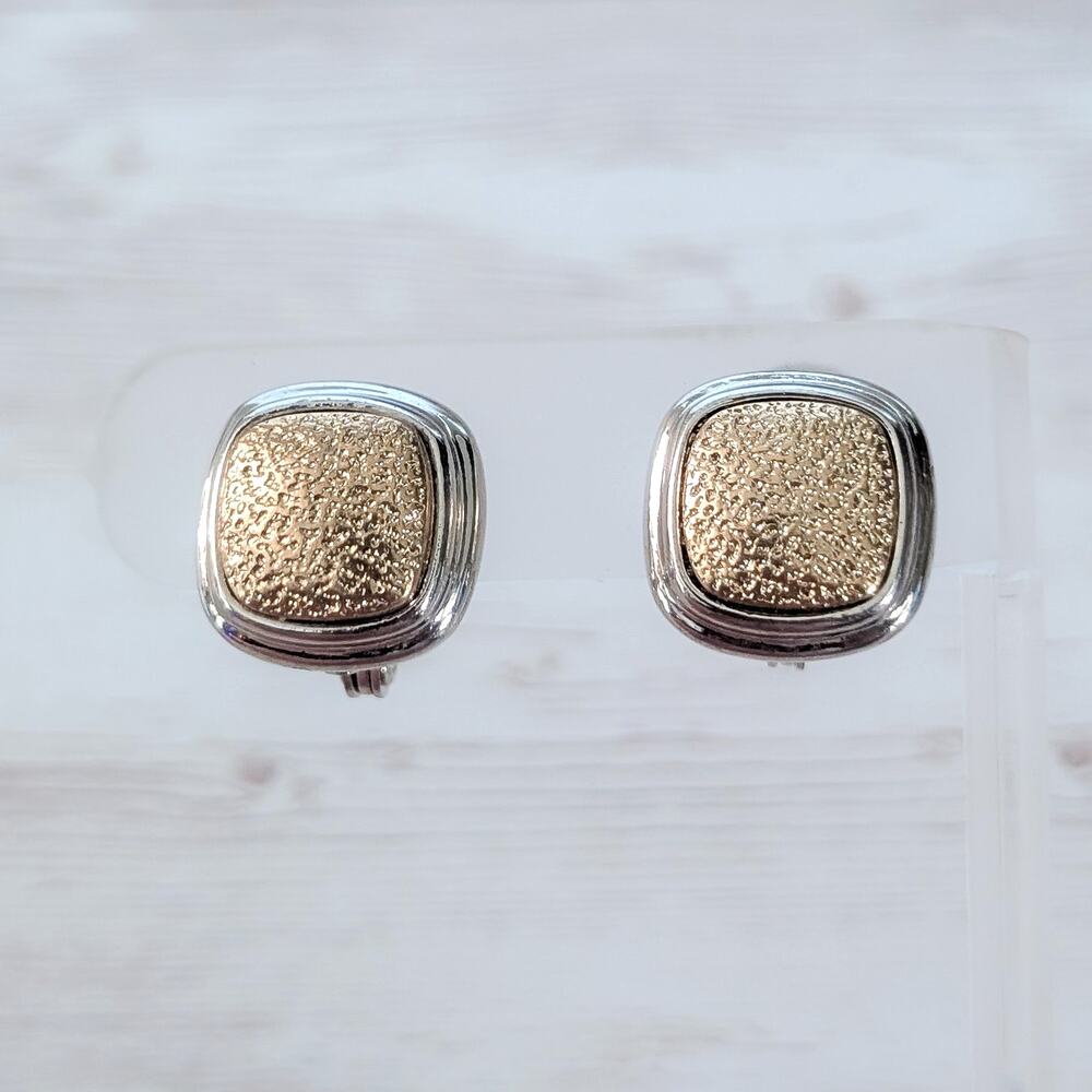 Vintage Clip On Earrings Silver Tone & Antique Gold Tone - Loose Clips